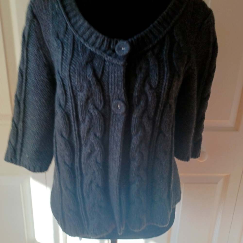 American Eagle Charcoal Gray Cropped Cardigan Sweater L